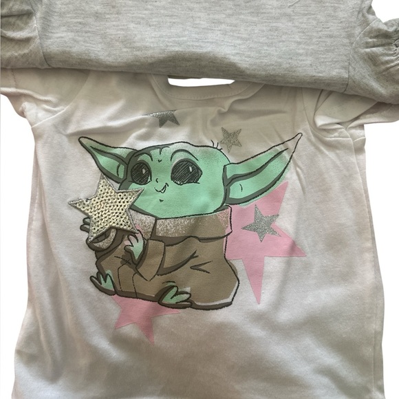 NWT Disney Star Wars The Mandalorian 3 Piece set top shirt skirt Baby yoda 2T - Picture 2 of 8